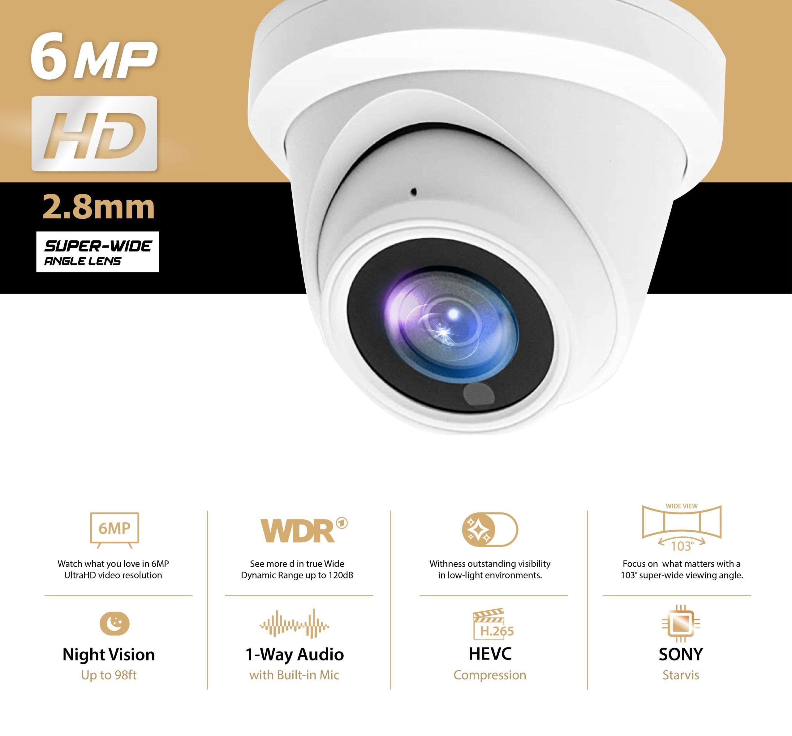 IPC-YT60 Hikvision/Uniview Compatible 6MP IP Turret Camera IPC-YT60 Hikvision/Uniview Compatible 6MP IP Turret Camera - Image 2