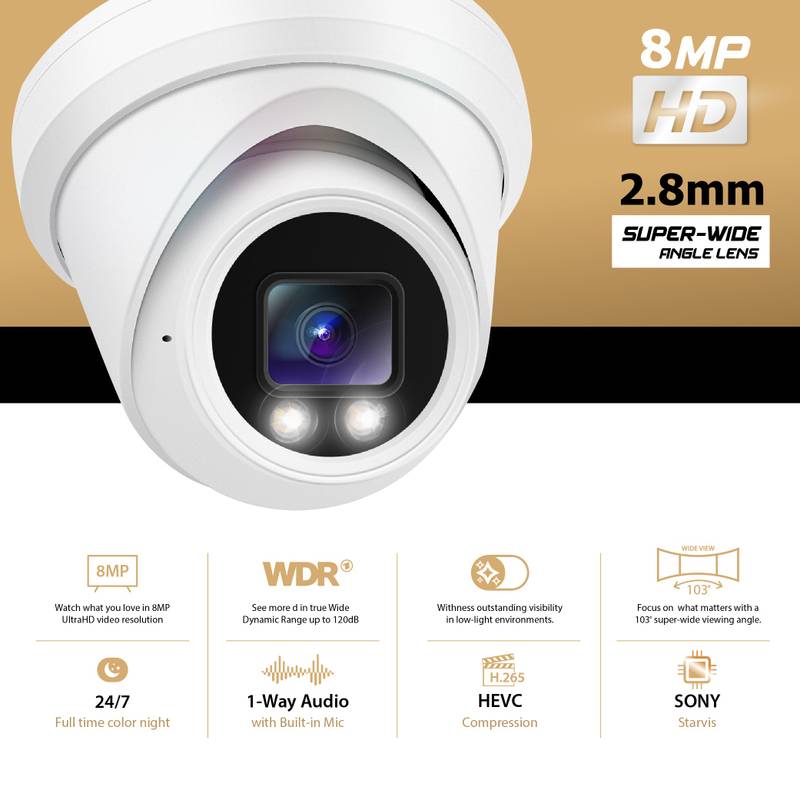 Hikvision/Uniview Compatible IP Turret Camera (8MP)- IPC-YT824 Hikvision/Uniview Compatible IP Turret Camera (8MP)- IPC-YT824 - Image 2
